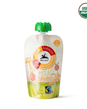 Organic apple and banana puree Alce Nero Baby Food Fairtrade 3,5 oz (in pouch) – NO HEAVY METALS