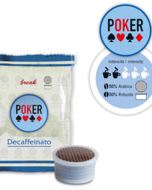 Decaffeinated Poker – 50% Arabica 50% Robusta  – Capsules compatible with Lavazza® Espresso Point® 100 pz – Caffè Boasi