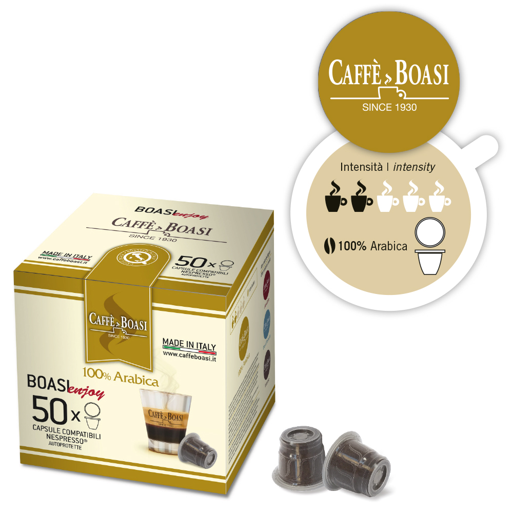 100% Arabica – Capsules Compatible with Nespresso 50 Pz. Self-Protected - Caffè Boasi